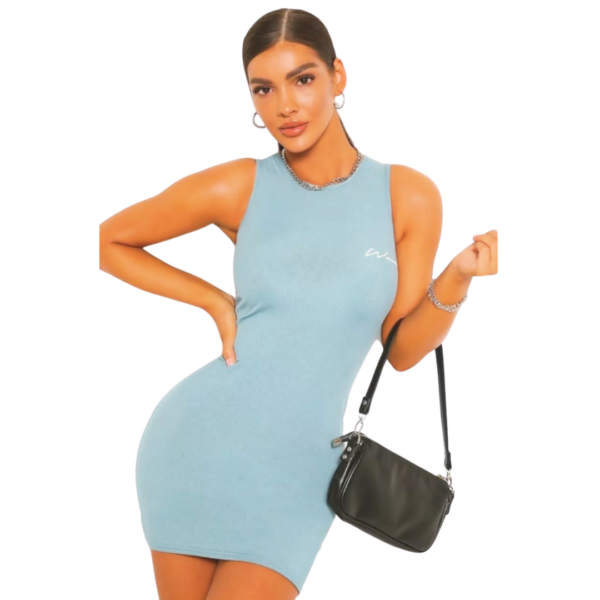 Brand New Boohoo Ribbed Racer Bodycon Dress