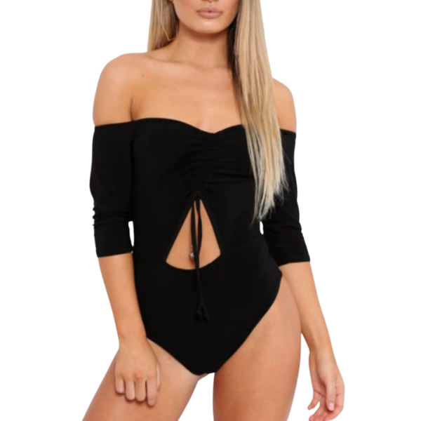 Brand New IX London Ruched Front Cut-Out Bodysuit