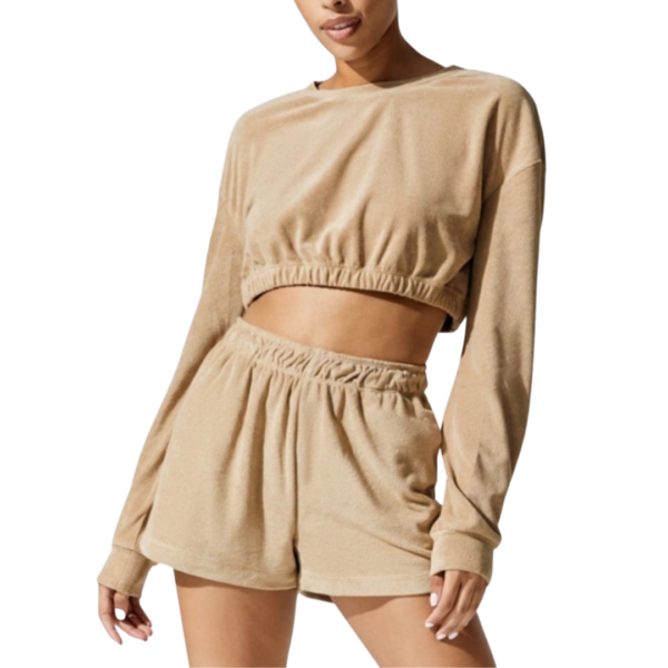 Brand New Long Sleeve Crop Top With Shorts Set