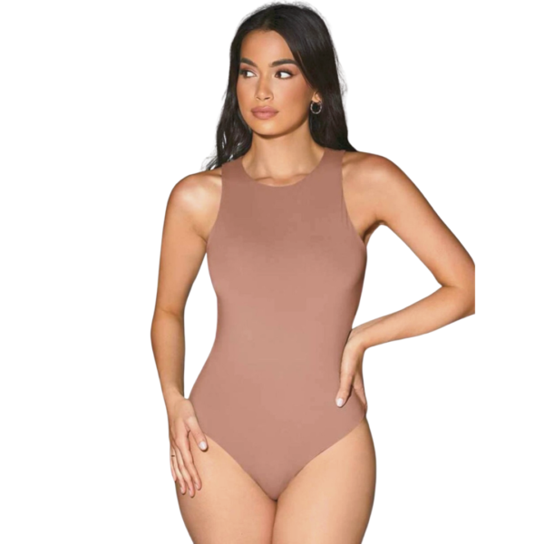 Brand New Misguided 2-Pack Racer Neck Sleeveless Bodysuit, Pack Includes Taupe and Black