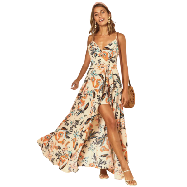 Brand New Stardust + Steel Pleated V Neck Maxi Floral Dress